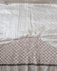 Sleeve Detail of Ivory White Mashru Silk Blouse with Kutch Mirror and Thread Work