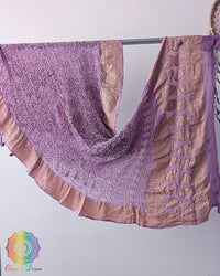 Lavender Banarasi Khaddi Georgette Rai Bandhej Dupatta full view