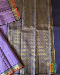 Lavender Purple Pure Kanjivaram Silk Saree with 1-Gram Zari full view