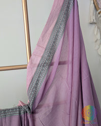 Lavender pink bengal cotton saree border detail
