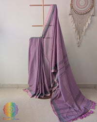 Lavender pink bengal cotton saree Elegantt Drapes