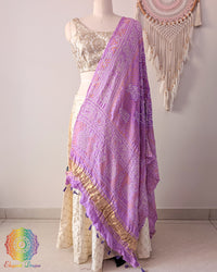 Soft lilac bandhani dupatta detailed raas mandal pattern