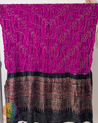 Magenta gaji silk bandhani ajrakh dupatta close view