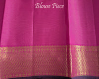 Magenta orange shot Kanjivaram silk saree blouse piece with matching zari work