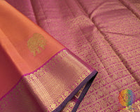 Magenta orange shot Kanjivaram silk saree folded view