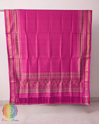 Magenta pure mulberry silk Rajkot Patola saree open view