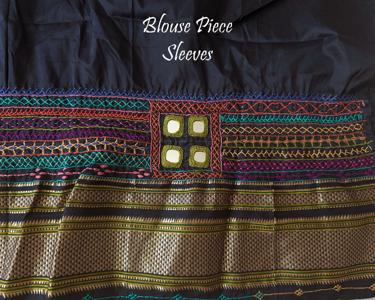 Blouse sleeve detail showing embroidery and finishing