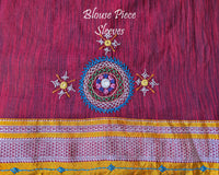 Maroon Ilkal cotton saree with Lambani handwork blouse sleeves