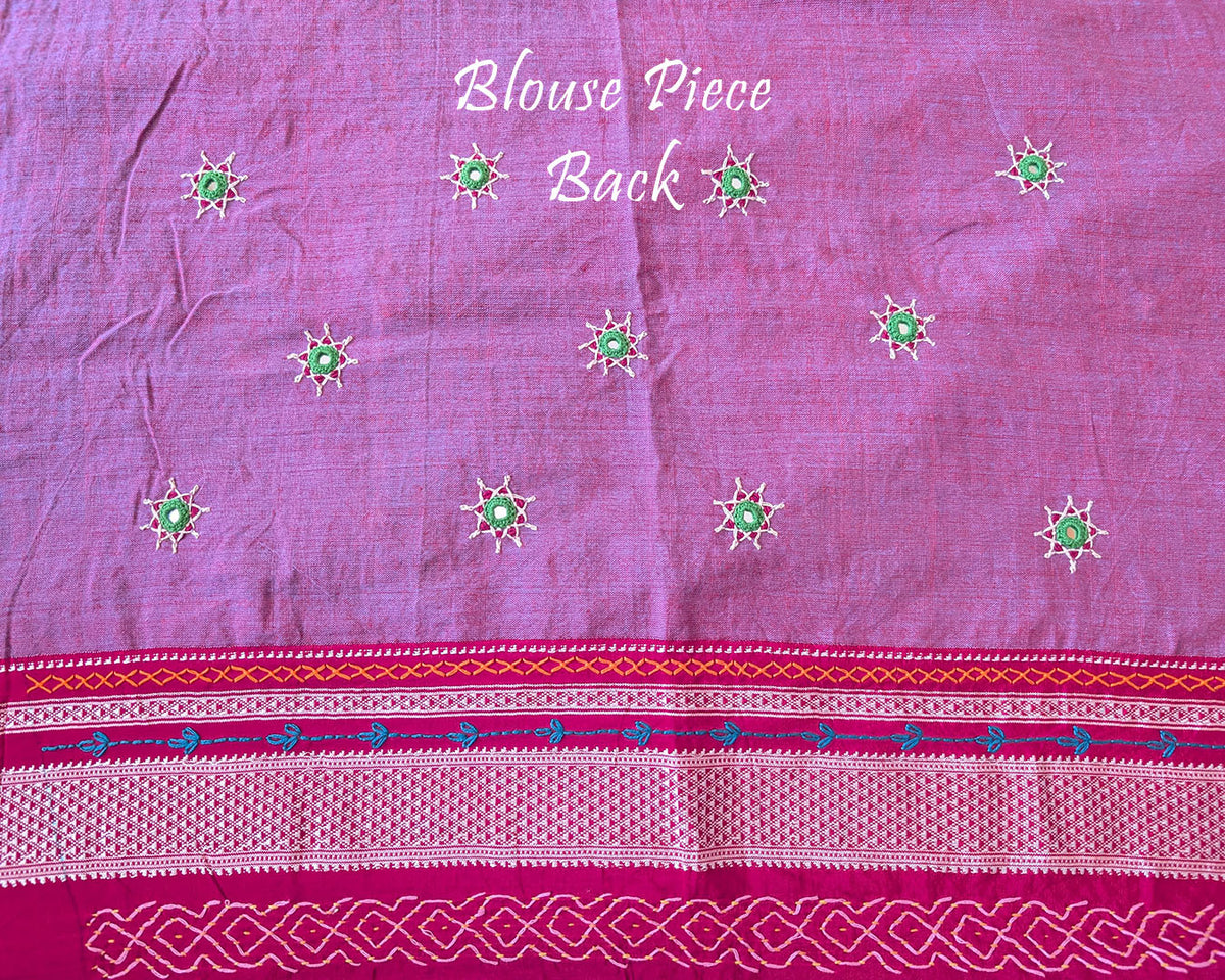 Matching blouse back featuring intricate Lambani hand embroidery