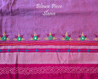 Matching blouse sleeve with handcrafted Lambani embroidery showcasing traditional artisan detailing