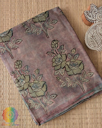 Mauve Nashpal Pomegranate Modal Tussar Saree folded view