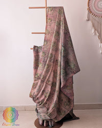 Mauve Modal Tussar Saree draped with Pomegranate Nashpal dye