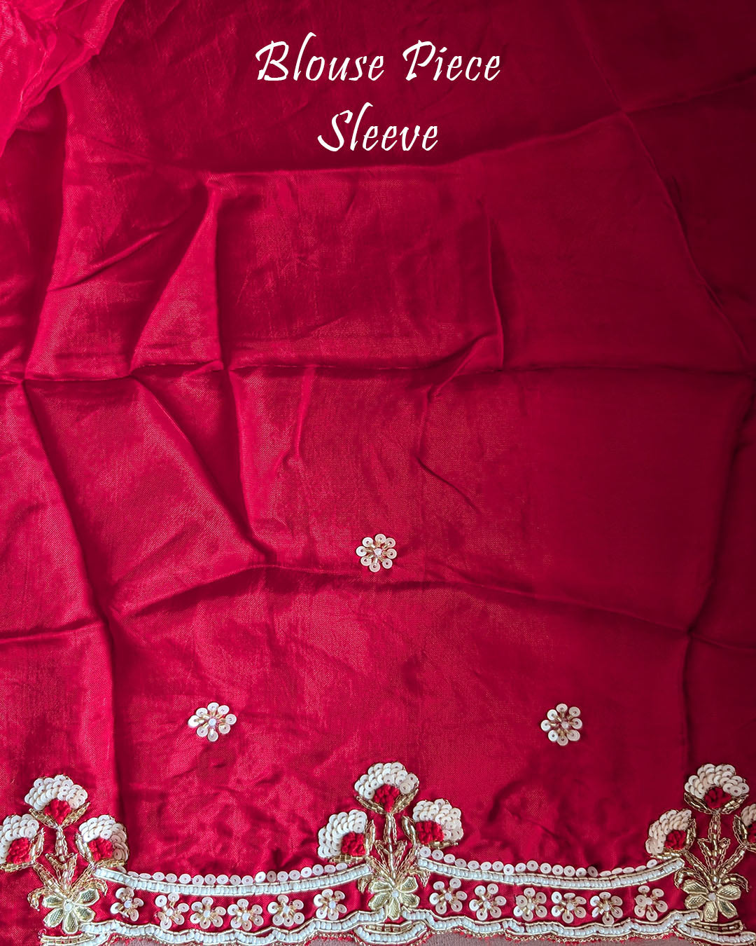 Mauve Pink Soft Crush Tissue Saree Blouse Sleeve with Handwork