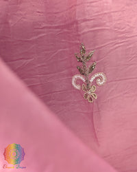 Close-up of Sequin Cutdana and Pearl Handwork on Mauve Pink Tissue Saree