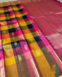 Pure Kanjivaram silk texture close up highlighting craftsmanship and sheen