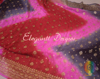 Multi Shaded Banarasi Handloom Pure Georgette Dupatta | Elegantt Drapes