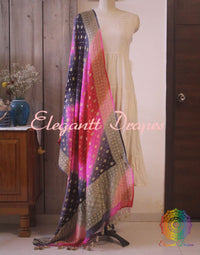 Multi Shaded Banarasi Handloom Pure Georgette Dupatta | Elegantt Drapes