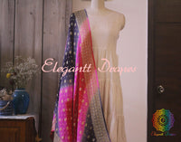 Multi Shaded Banarasi Handloom Pure Georgette Dupatta | Elegantt Drapes