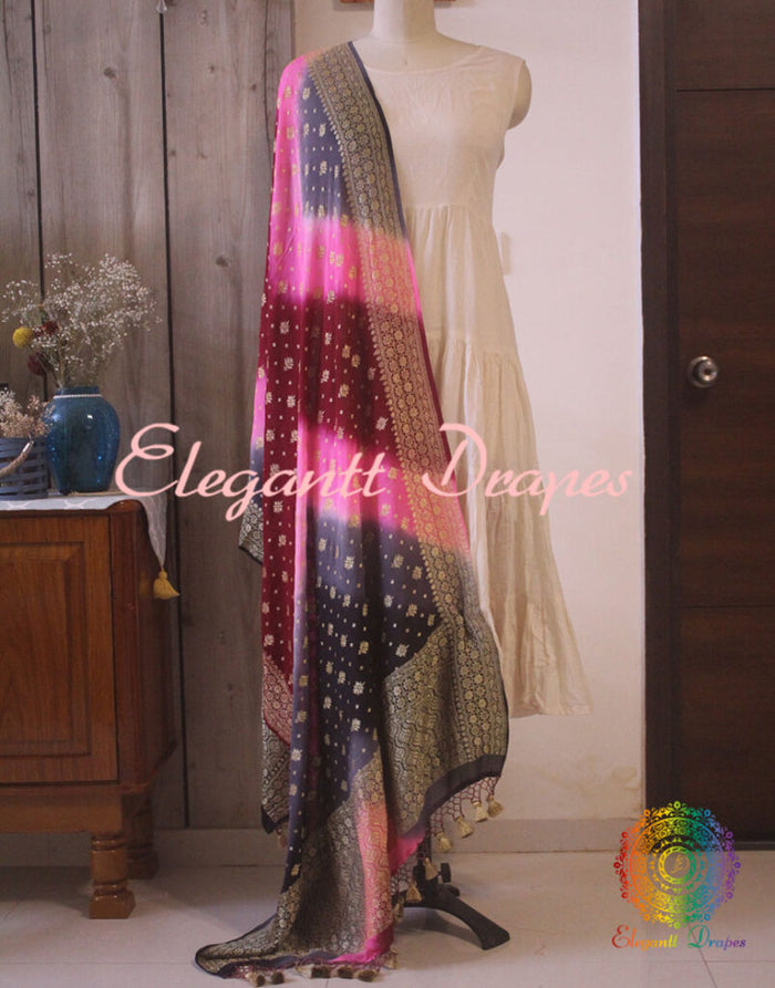 Pretty Banarasi Handloom Pure Georgette Dupatta | Elegantt Drapes
