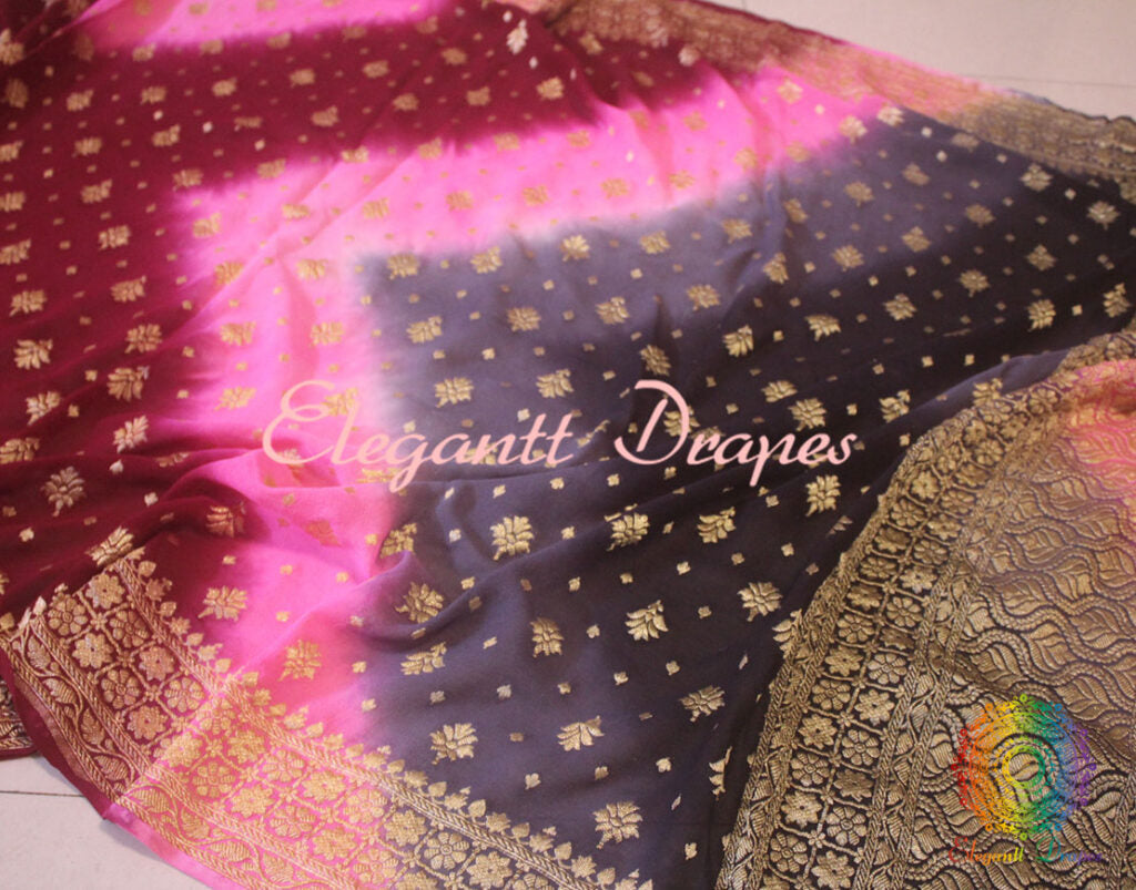 Pretty Banarasi Handloom Pure Georgette Dupatta | Elegantt Drapes
