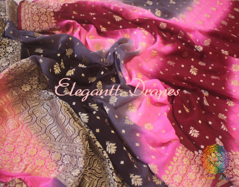 Pretty Banarasi Handloom Pure Georgette Dupatta | Elegantt Drapes