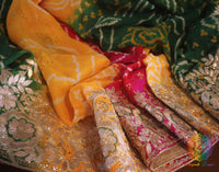 Multi Shaded Gota Patti Handwork Pure Rai Bandhej Saree