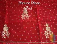 Red Pink Shaded Gota Patti Handwork Pure Rai Bandhej Saree