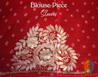 Red Pink Shaded Gota Patti Handwork Pure Rai Bandhej Saree