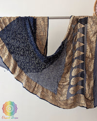 Navy Blue Banarasi Khaddi Georgette Rai Bandhej Dupatta full view