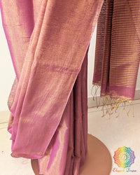 Onion Pink Bengal Linen Tissue Saree