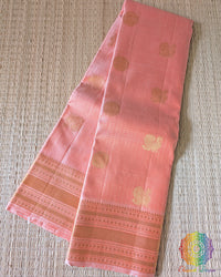 Pastel Peach Pure Kanjivaram Silk Saree with 2-Gram Gold Zari