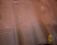 Peach Pure Chanderi Handloom Katan Silk Saree | Elegantt Drapes