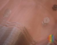 Peach Pure Chanderi Handloom Katan Silk Saree | Elegantt Drapes