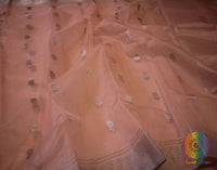 Peach Pure Chanderi Handloom Katan Silk Saree | Elegantt Drapes