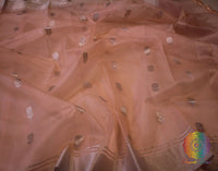 Peach Pure Chanderi Handloom Katan Silk Saree | Elegantt Drapes