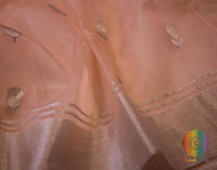 Peach Pure Chanderi Handloom Katan Silk Saree | Elegantt Drapes