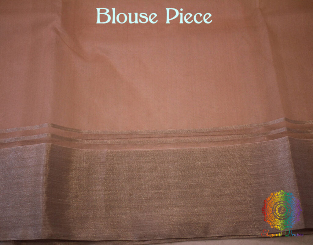 Peach Pure Chanderi Handloom Katan Silk Saree | Elegantt Drapes
