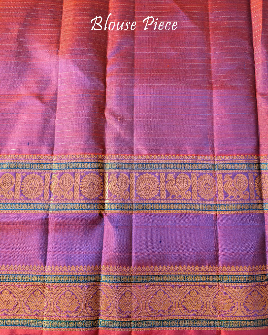 Blouse piece of Peacock Green Pure Kanjivaram Handloom Silk Saree with 2-Gram Zari
