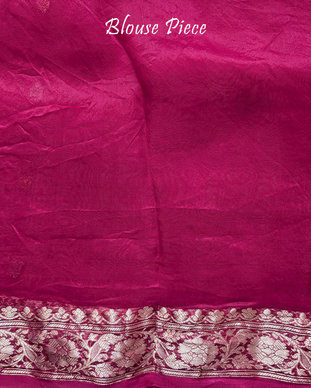 Rani Pink Banarasi Handloom Kora Silk Saree Blouse Piece