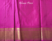 Matching blouse piece of the Pink Gold Checked Pure Kanjivaram Silk Saree with coordinated 1-Gram Gold Zari detailing