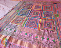 Pastel Pink Kanjivaram Silk Saree with Sindhur Lambani Handwork shown in a detailed full-saree view, highlighting its traditional design and elegant ethnic appeal.