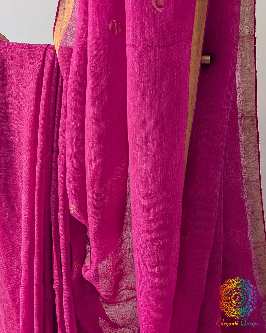 Pink Pure Linen Jamdani Weave Saree