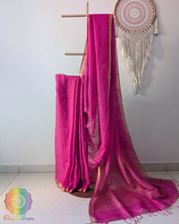 Pink Pure Linen Jamdani Weave Saree