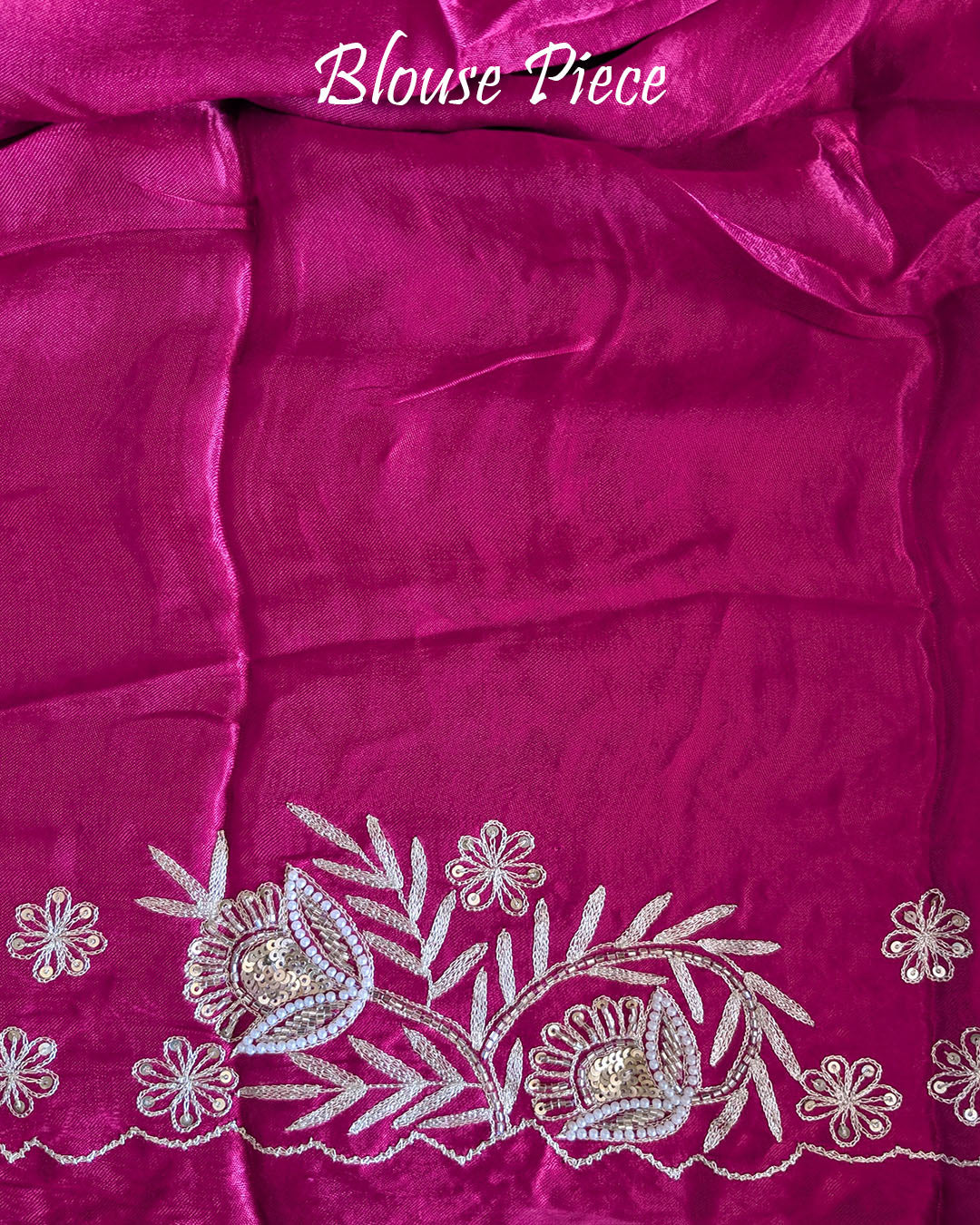 Pink orange silk saree blouse piece