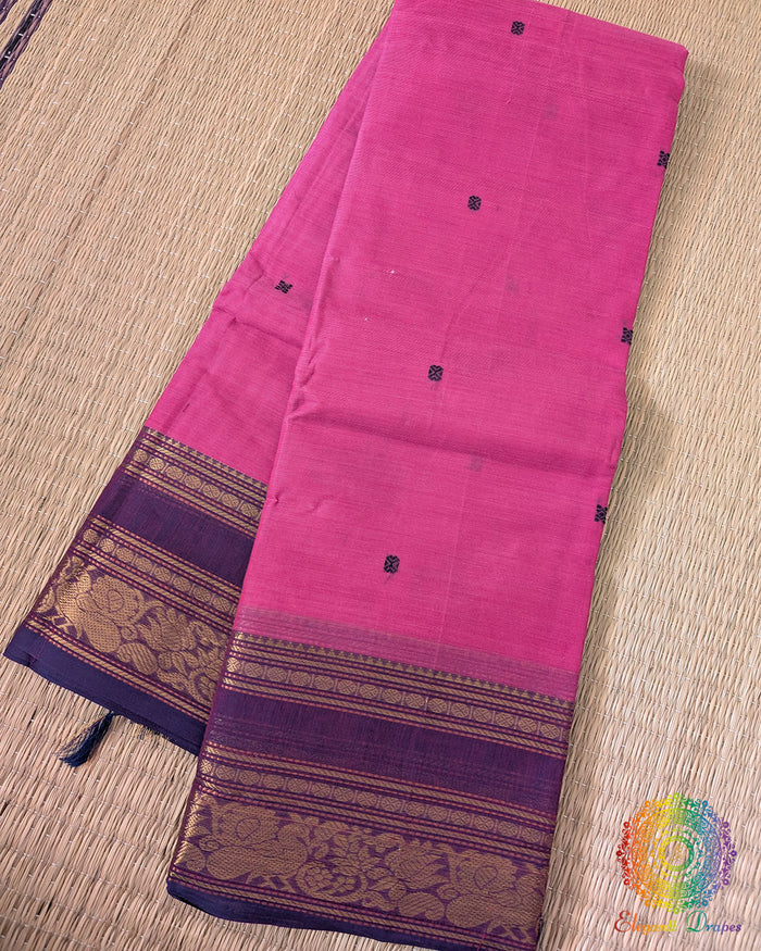 Traditional kanchi cotton saree in pink purple