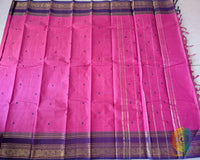 Pink purple pure kanchi cotton saree full view