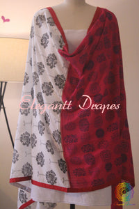 Printed Half Half Pattern Cotton Dupatta | Elegantt Drapes