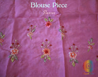 Pink Pure Organza Silk Hand Embroidered Saree – Handloom Saree Online India | Elegantt Drapes