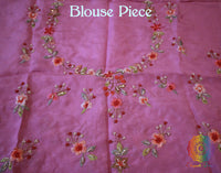 Pink Pure Organza Silk Hand Embroidered Saree – Handloom Saree Online India | Elegantt Drapes