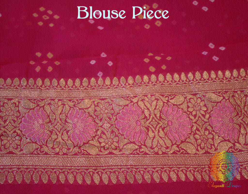 Pink Pure Banarasi Georgette Meenakari Bandhani Saree | Elegantt Drapes